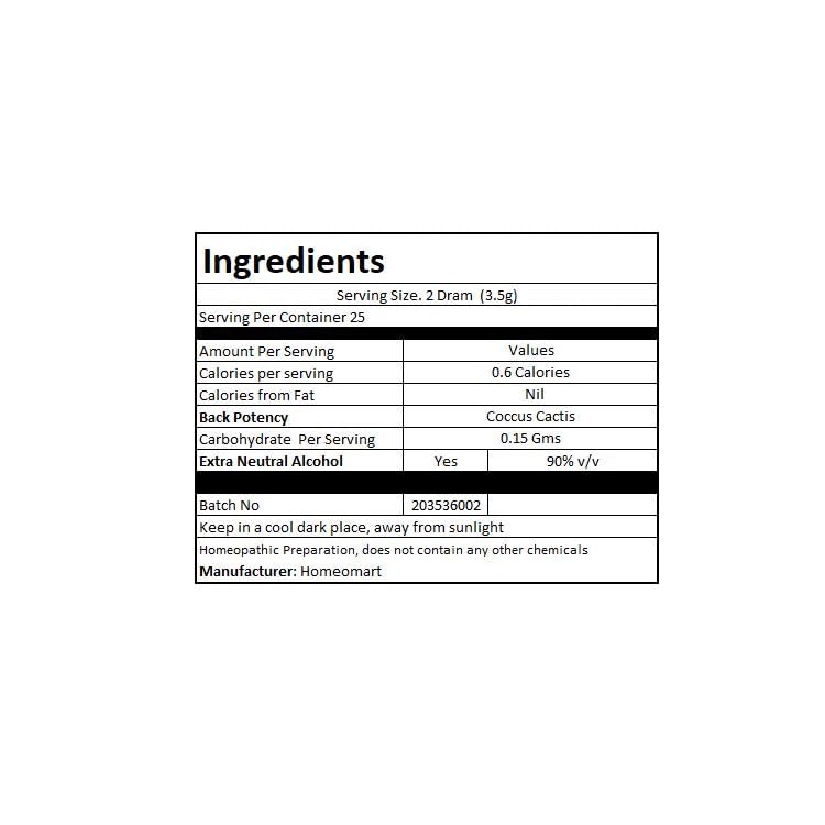 HomeoMart Coccus Cactis 30C potency highlighted for consistent dosing in home routines