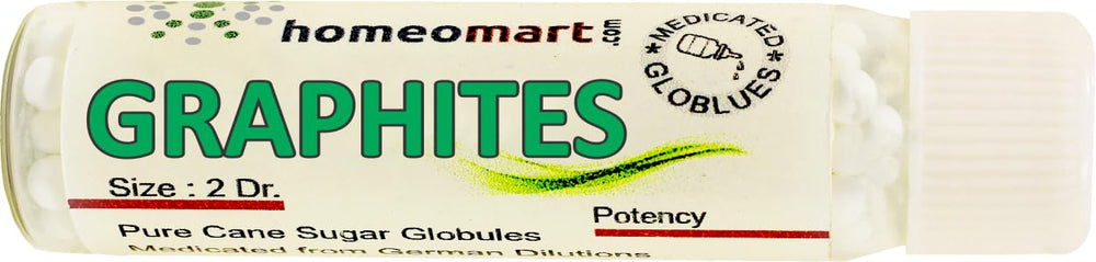 Homeomart Graphites pellets inside a glass vial for precise dosing.
