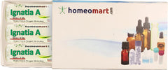 Homeomart Ignatia Amara pellets in a 2-dram glass vial for easy, on-the-go dosing.