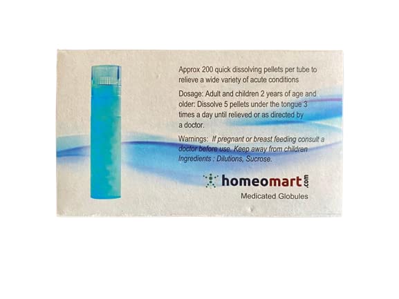 Traditional hand succussion reference on HomeoMart Ignatia Amara pellets packaging.