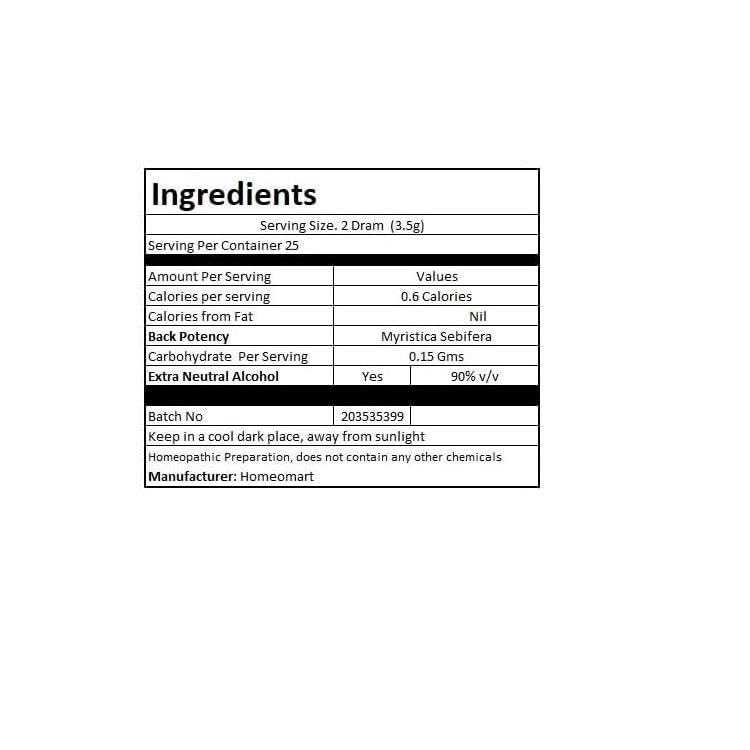 HomeoMart Myristica Sebifera pellets shown for portable daily use.