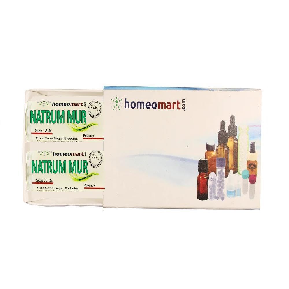 Homeomart Natrum Muriaticum pellets 200C pack-2-vials for daily gentle use.