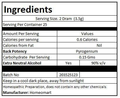Homeomart Pyrogenium pellets label communicates potency and safe formulation