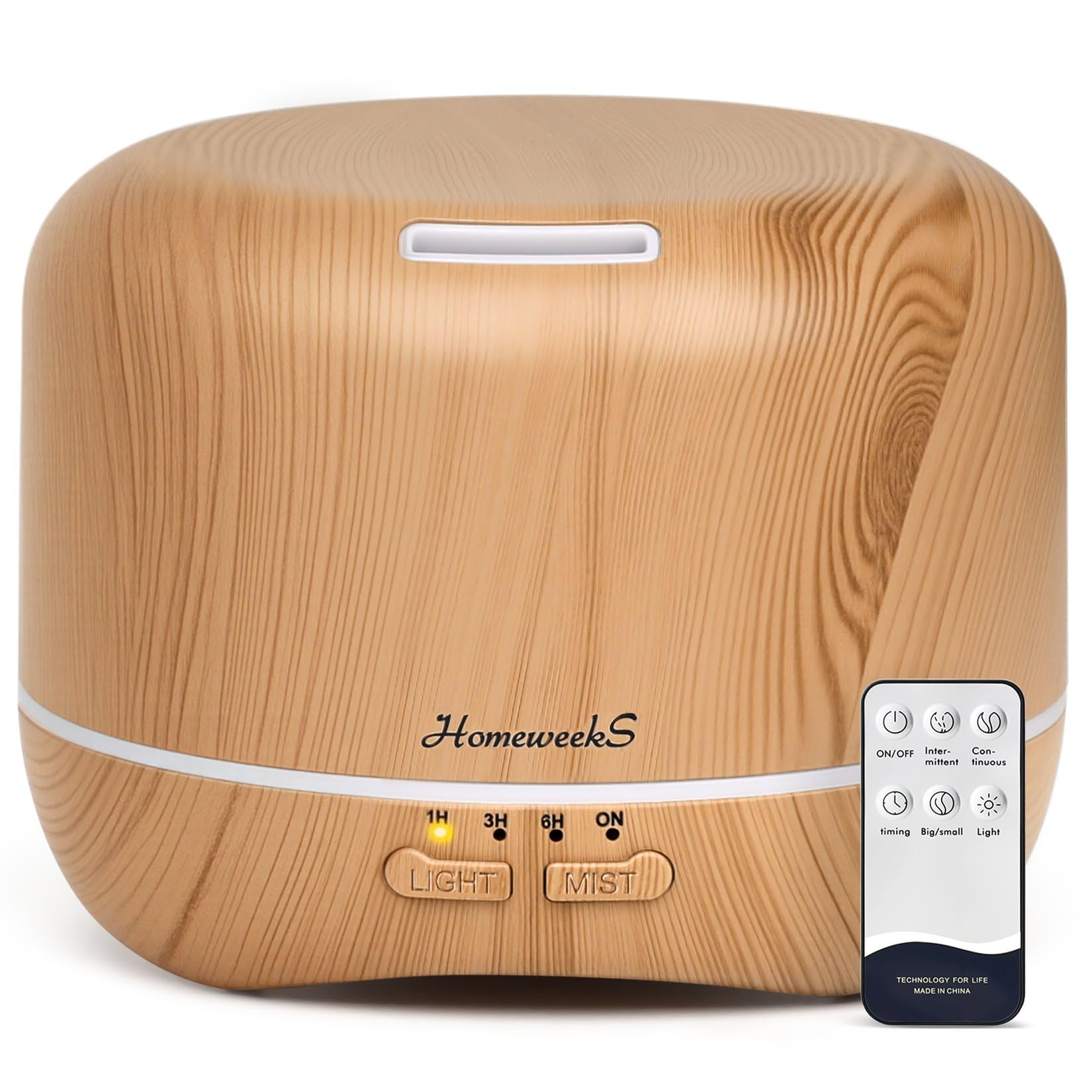 Homeweeks 300ml diffuser closeup with wood grain for discreet scenting.