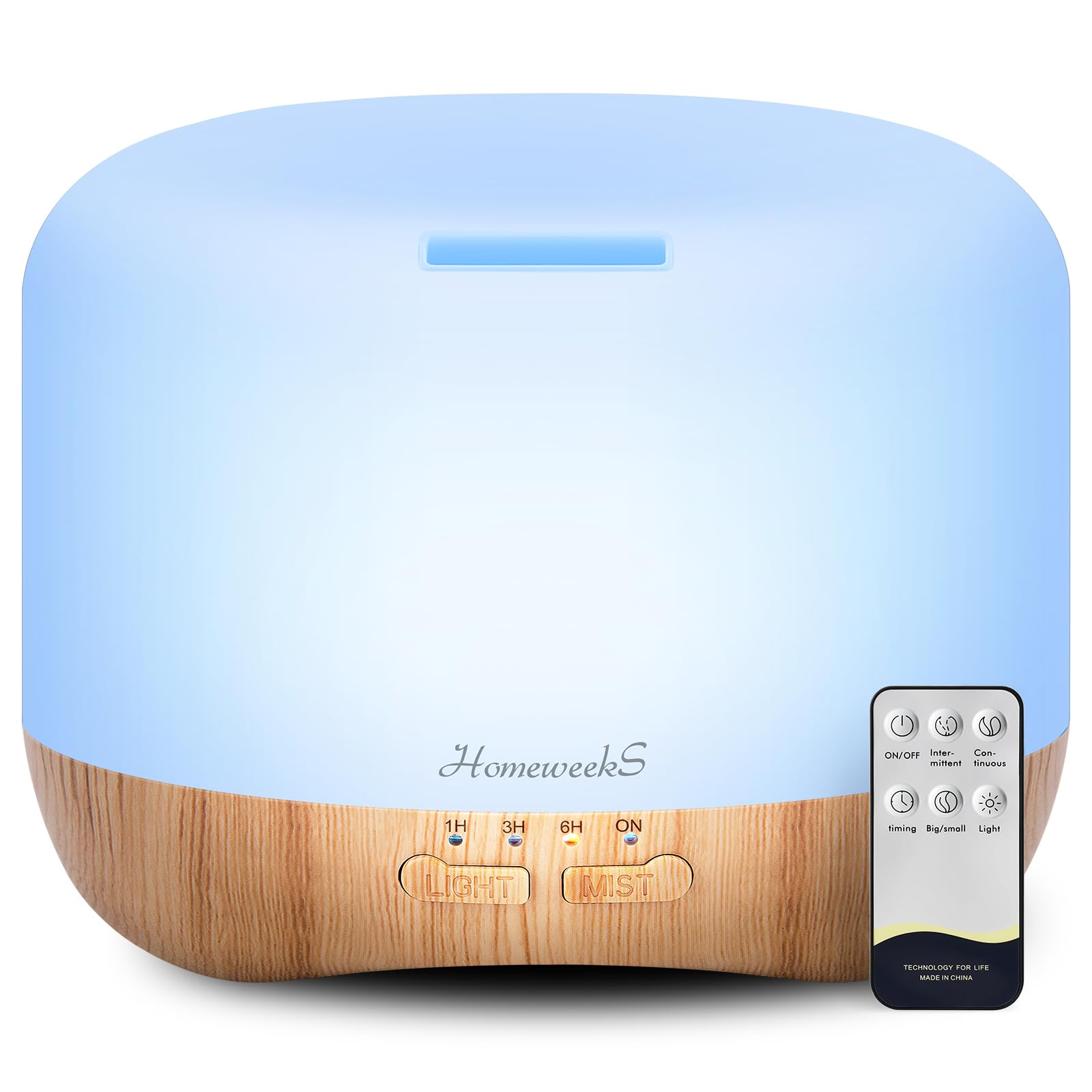 Homeweeks 300ml diffuser with wood grain finish for calming aromatherapy.