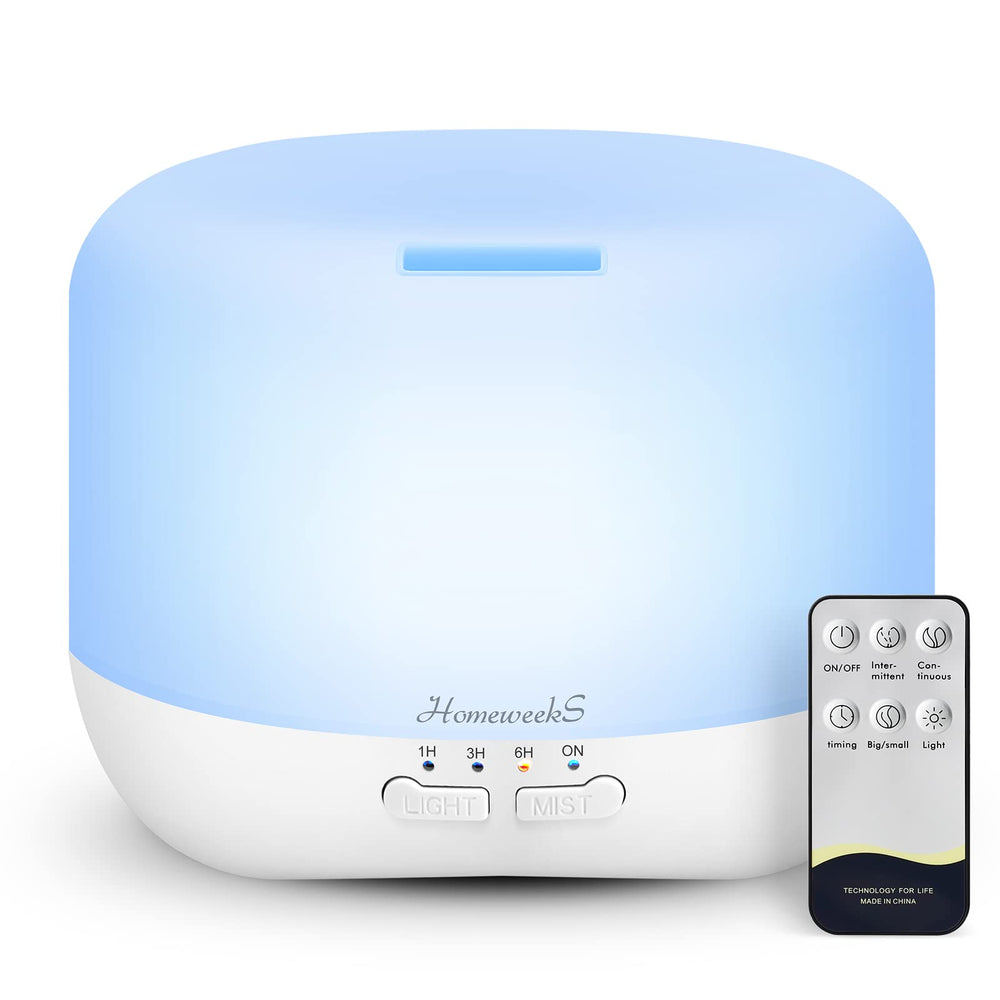 Homeweeks aromatherapy diffuser 500ml with colorful LED light for ambient scent