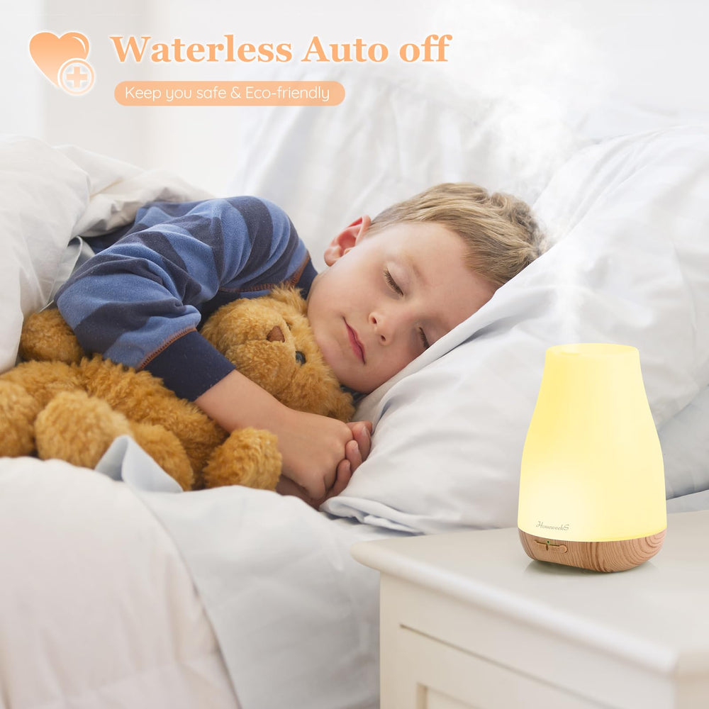 Bedroom ambience boosted by Homeweeks diffuser and soft lights