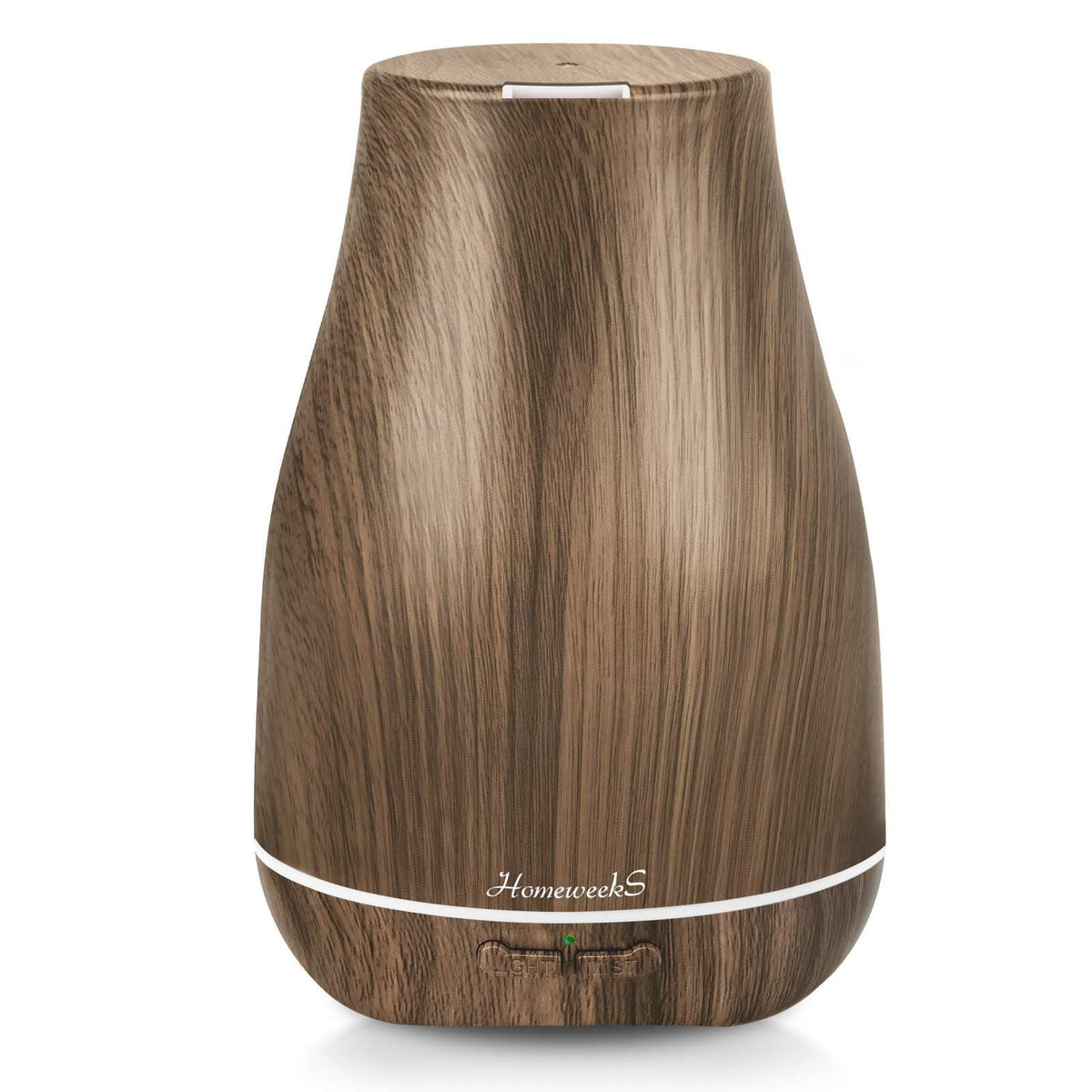 Homeweeks diffuser in brown wood grain adding warm decor and aroma