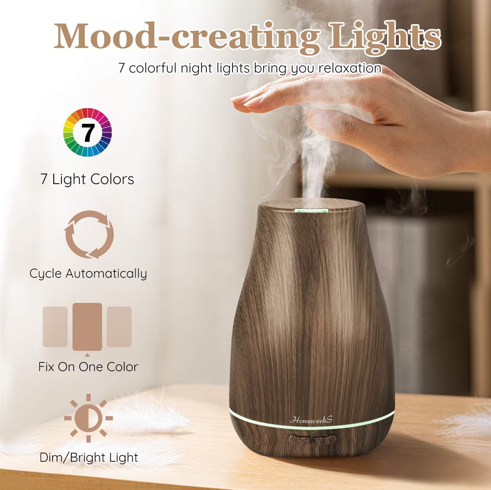 Homeweeks diffuser auto-off feature enhances safe, hands-off operation