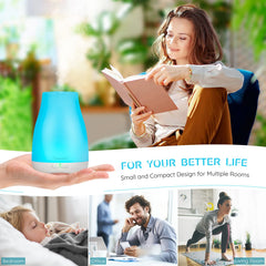 Homeweeks diffuser with colorful LED ambient light enhancing mood.