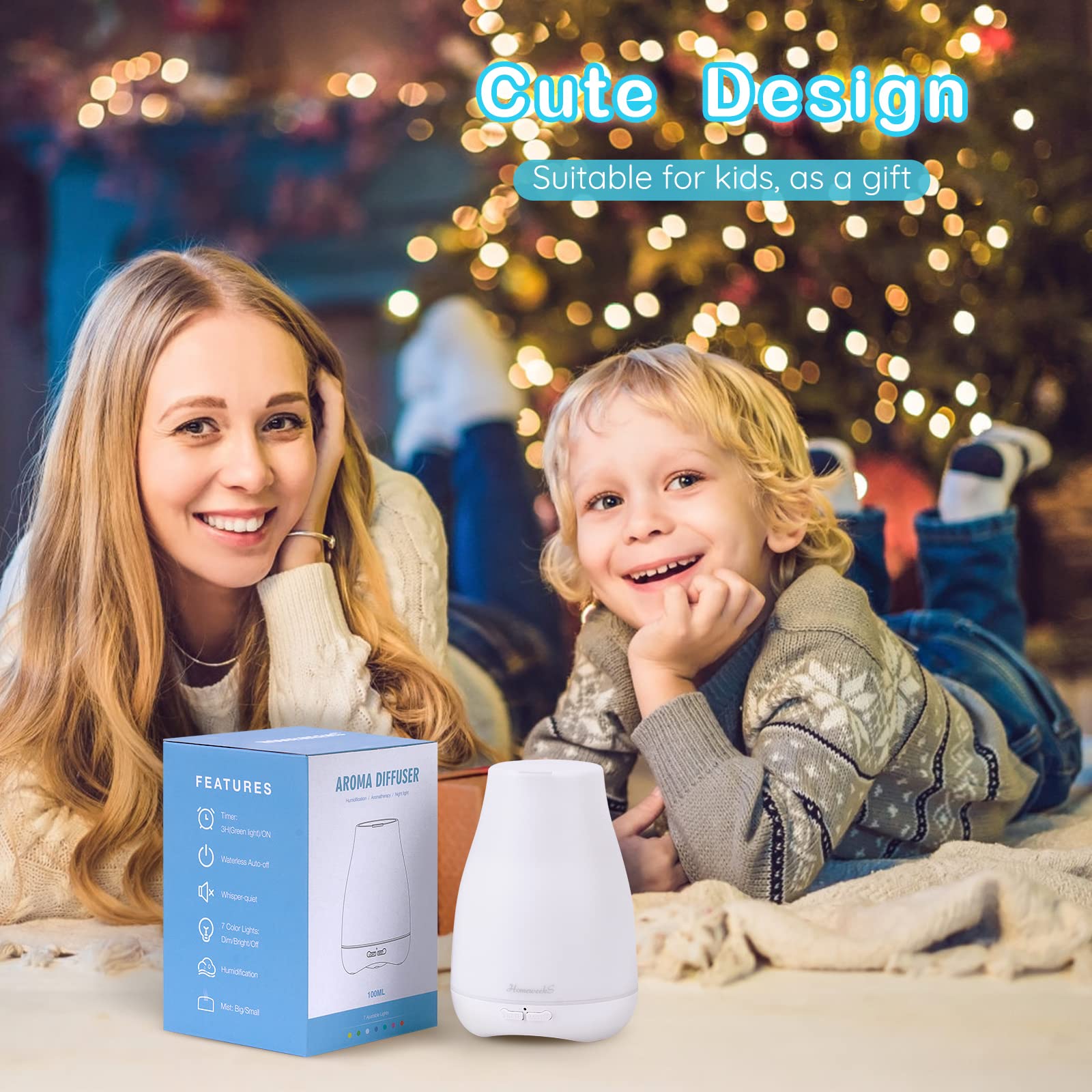 Homeweeks diffuser ready for daily use on a desk or bedside table.