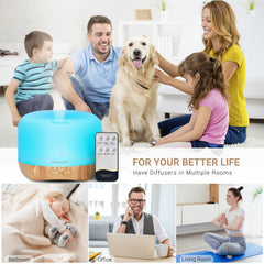 Homeweeks diffuser with remote control for easy adjustments from bed.