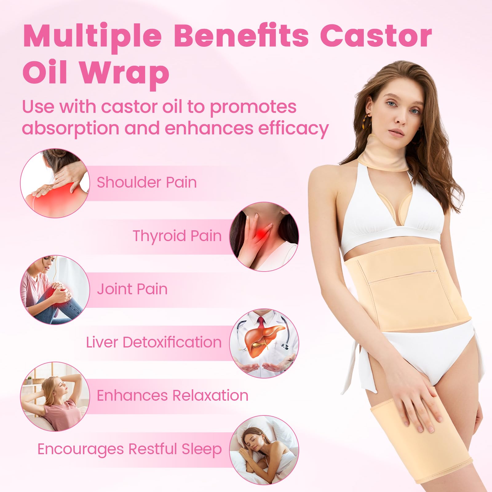 HOMHOW castor oil pack wrap knee provides snug fit and soothing coverage