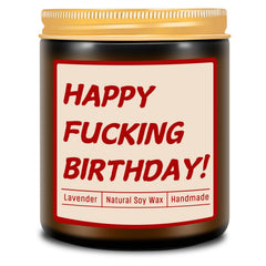 Homsolver lavender birthday candle with a funny message for a festive celebration.