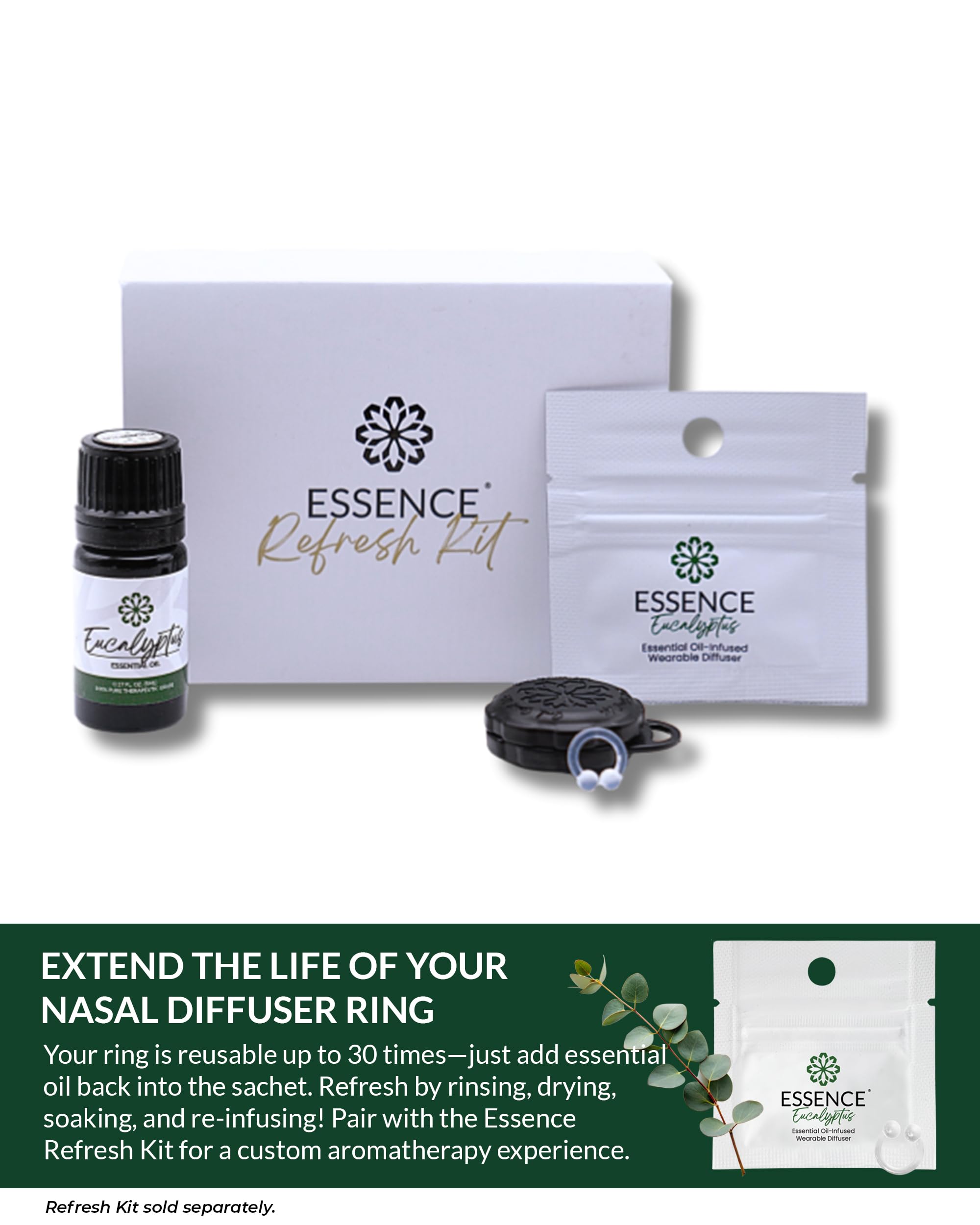 HONÉ Essence refresh kit includes two rings and oil bottle for economical use