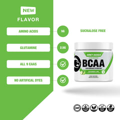 Honey Badger BCAA-EAA powder scoop for easy post-workout serving.