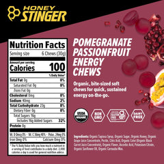 Closeup of Honey Stinger Organic Pomegranate Passionfruit Chew texture
