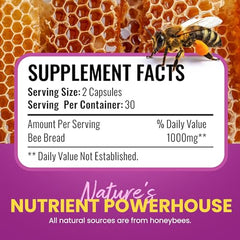 HONEYBEEZONE Bee Bread Capsules label detail indicating GMP-certified production