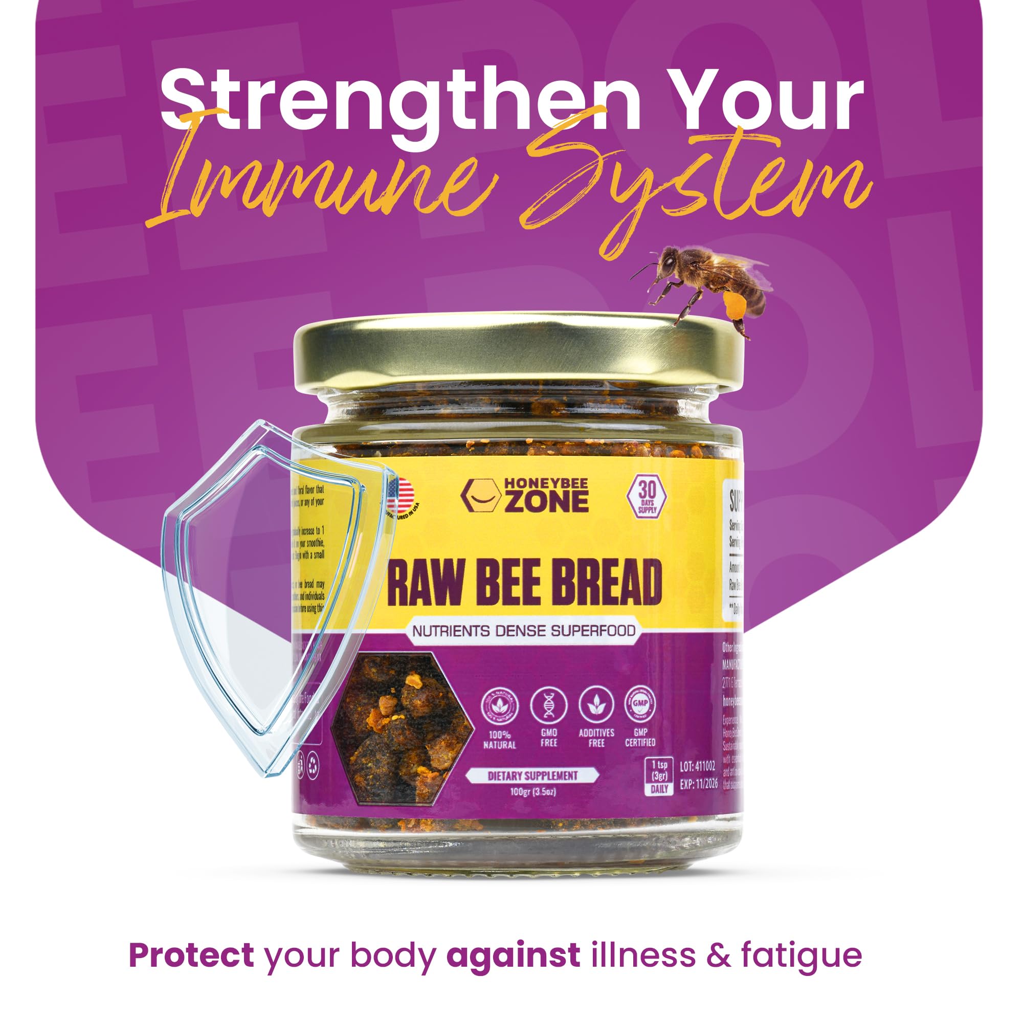 HONEYBEEZONE Raw Bee Bread enhances mental focus for busy days.