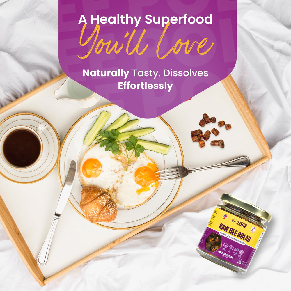 HONEYBEEZONE Raw Bee Bread ready-to-use 3.5 oz jar for easy daily use.