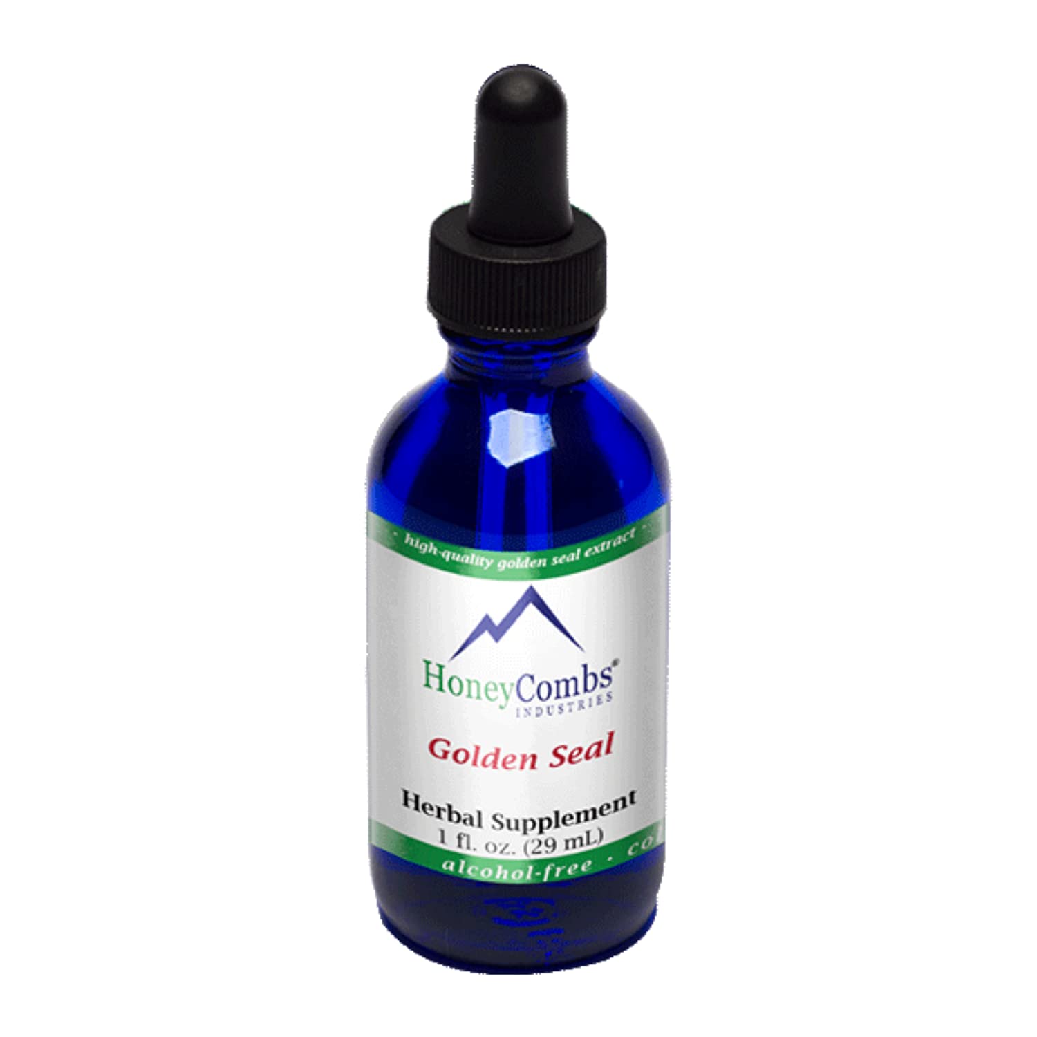 HoneyCombs GoldenSeal liquid drops bottle; supports digestive comfort and mucous membranes.