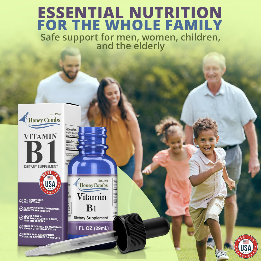 HoneyCombs Vitamin B1 Drops vegan formula supports everyday wellness