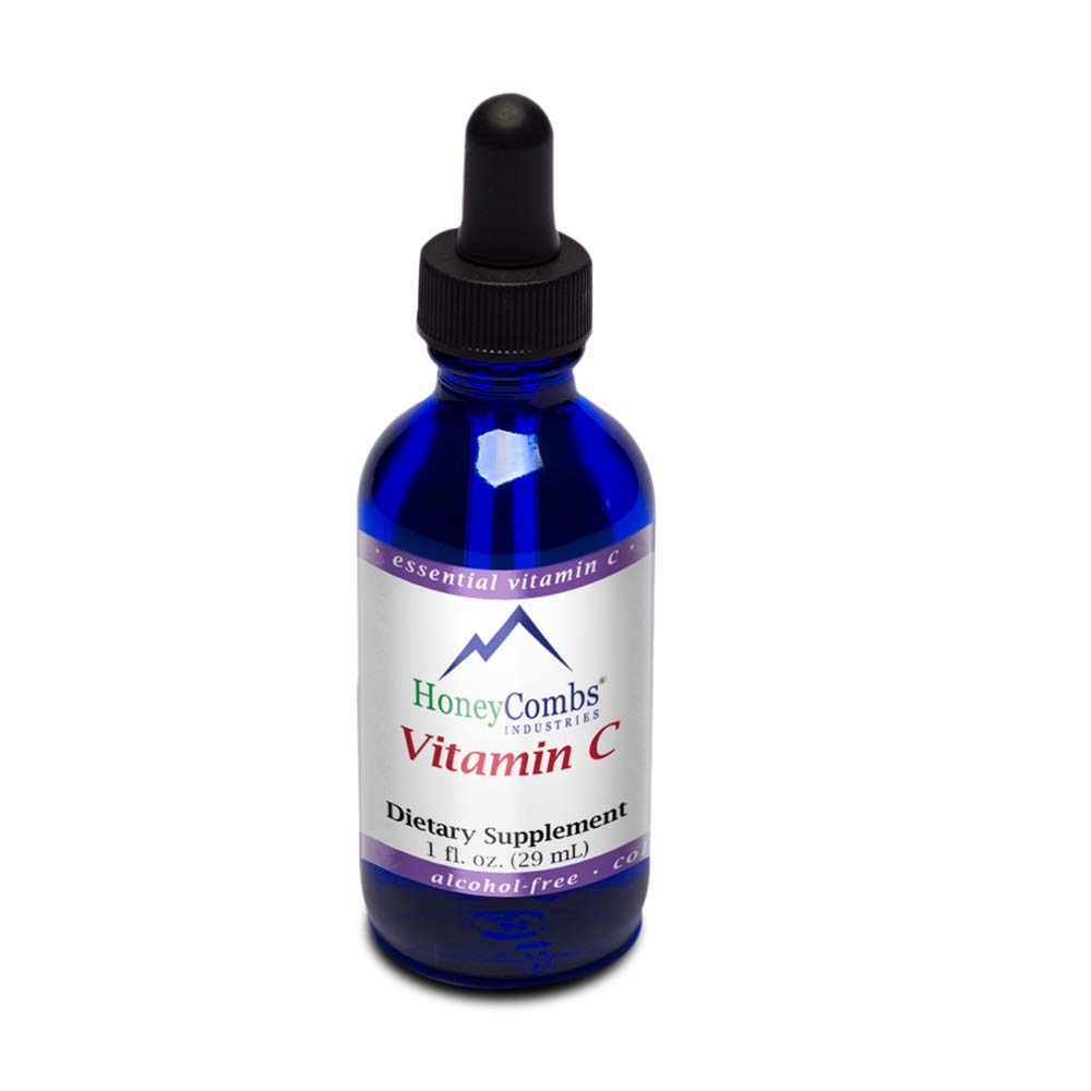 HoneyCombs Vitamin C Liquid bottle pouring for easy daily intake