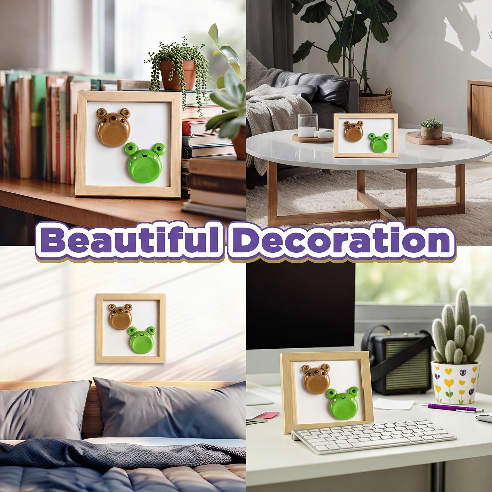 Honeydak bear and frog stones, decorative desk accents.
