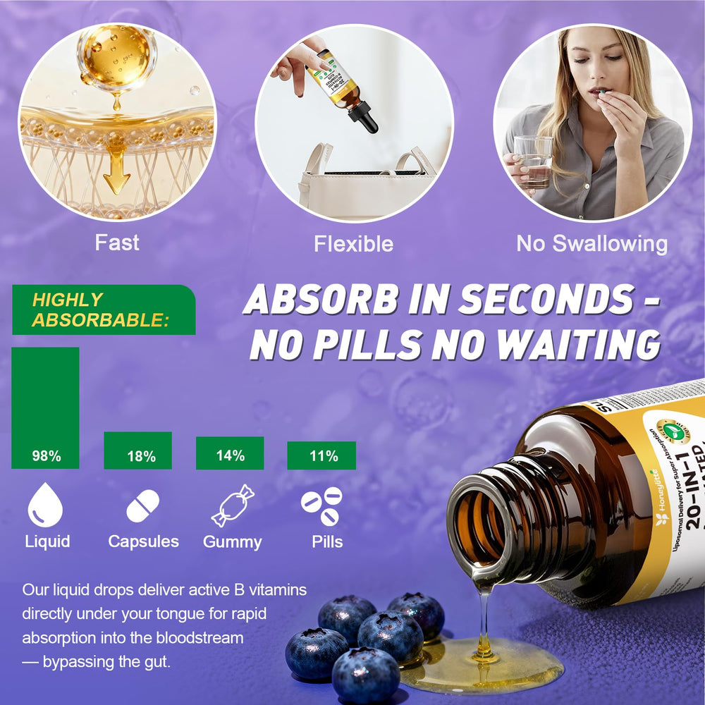 Smoothie-ready serving of Honeylitte B Complex for easy intake