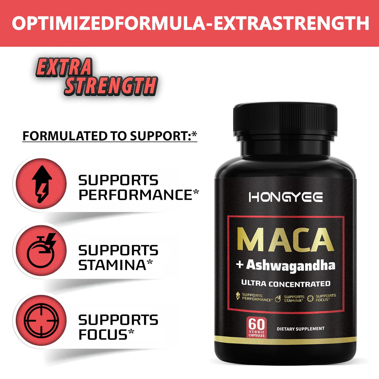 HONGYEE Ashwagandha-Maca blend showcases performance support possibilities.