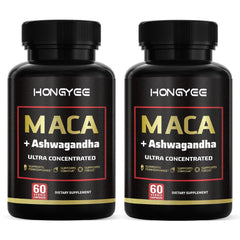HONGYEE Maca Root 3000mg capsules bottle front boosts daily energy and mood.