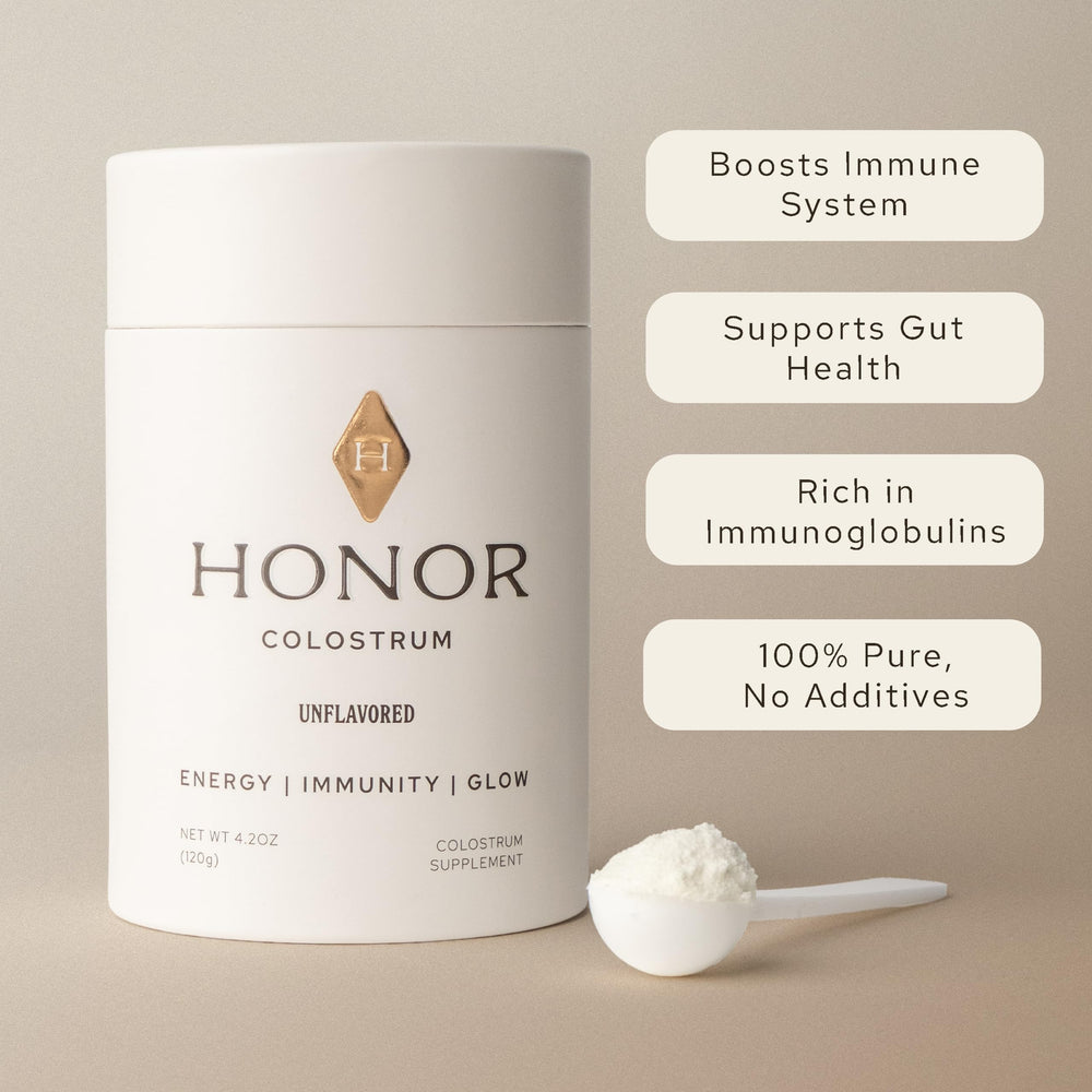 HONOR Colostrum powder stirred into water or beverage for easy daily use