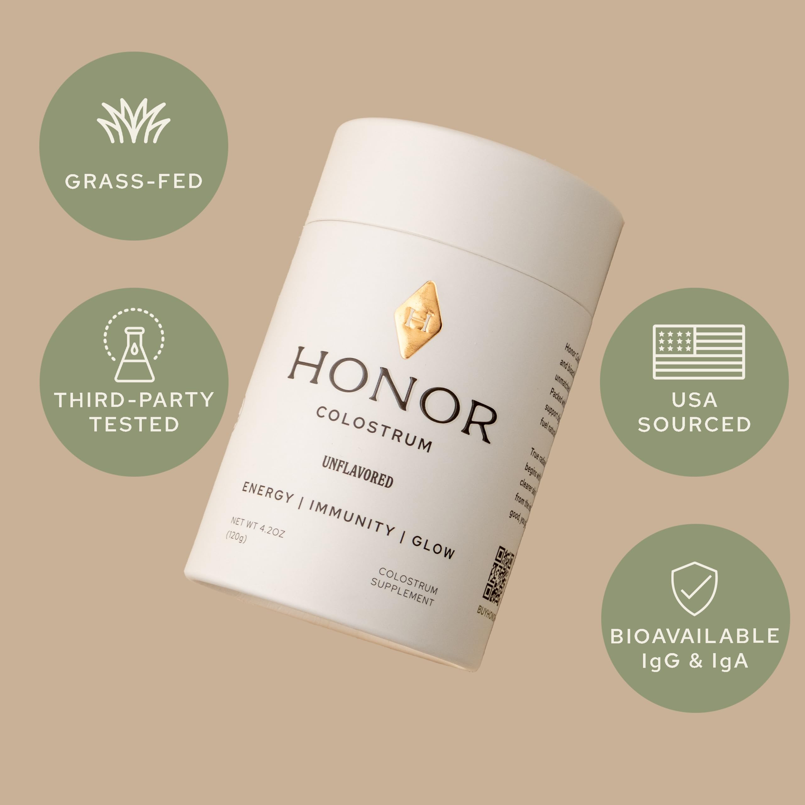 HONOR Colostrum powder from grass-fed cows emphasizes a clean formula