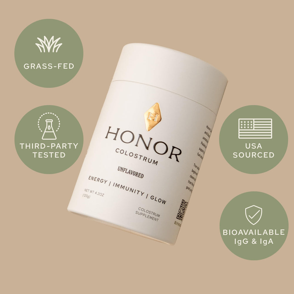 HONOR Colostrum powder from grass-fed cows emphasizes a clean formula