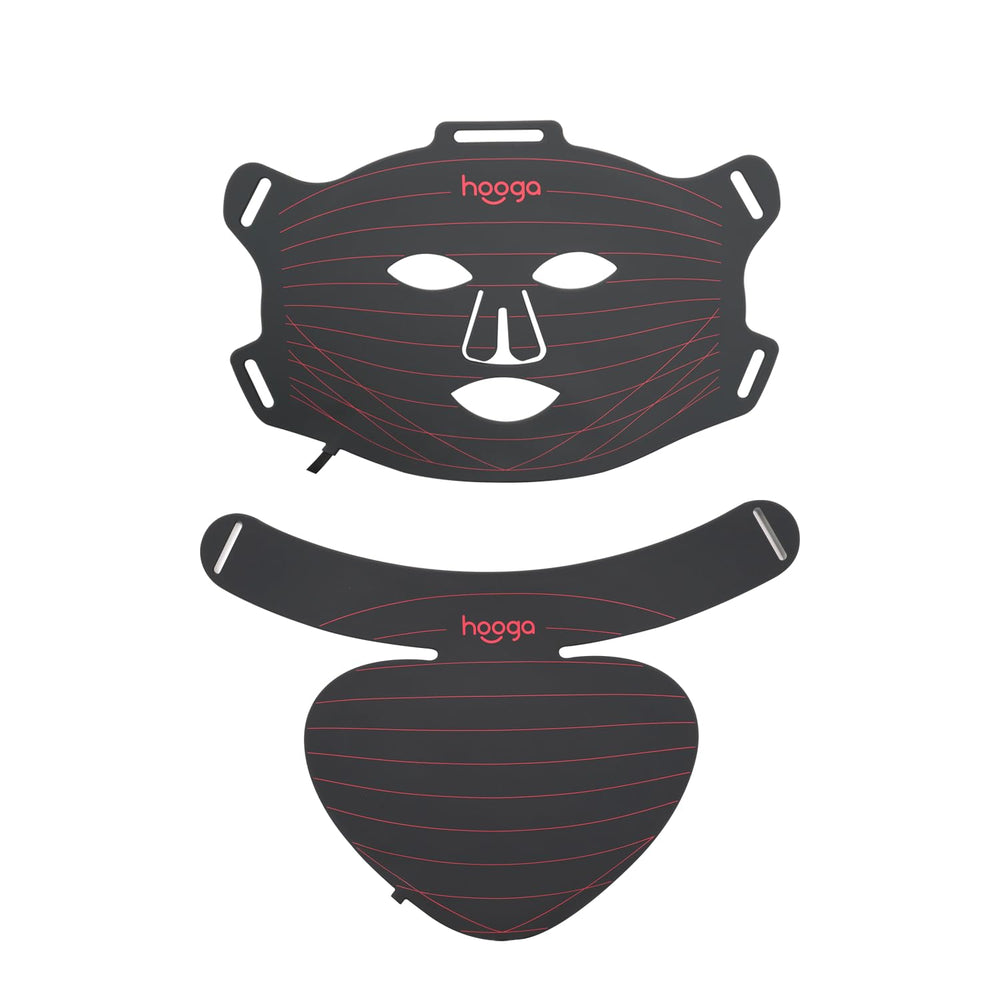 Hooga red light therapy mask triple-chip front view for convenient home use.