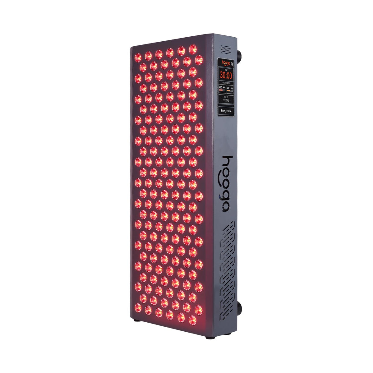 Hooga ULTRA750 front view panel lit for full-body red light exposure and wellness