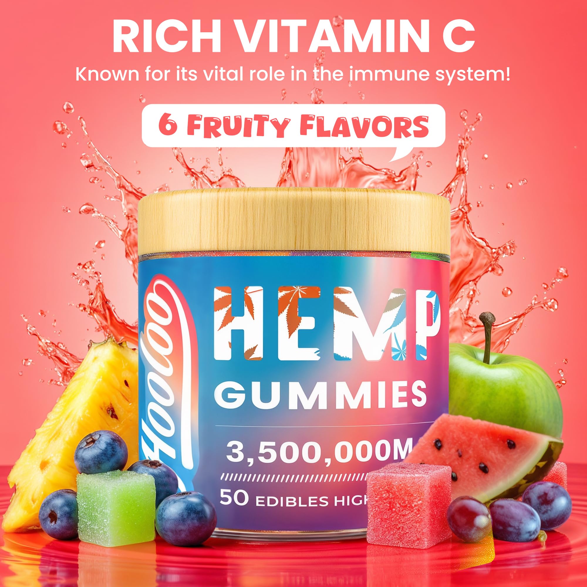 Hoolo six-flavor lineup featuring Citrus, Watermelon, Pineapple, Blueberry, Grape, Sour Apple