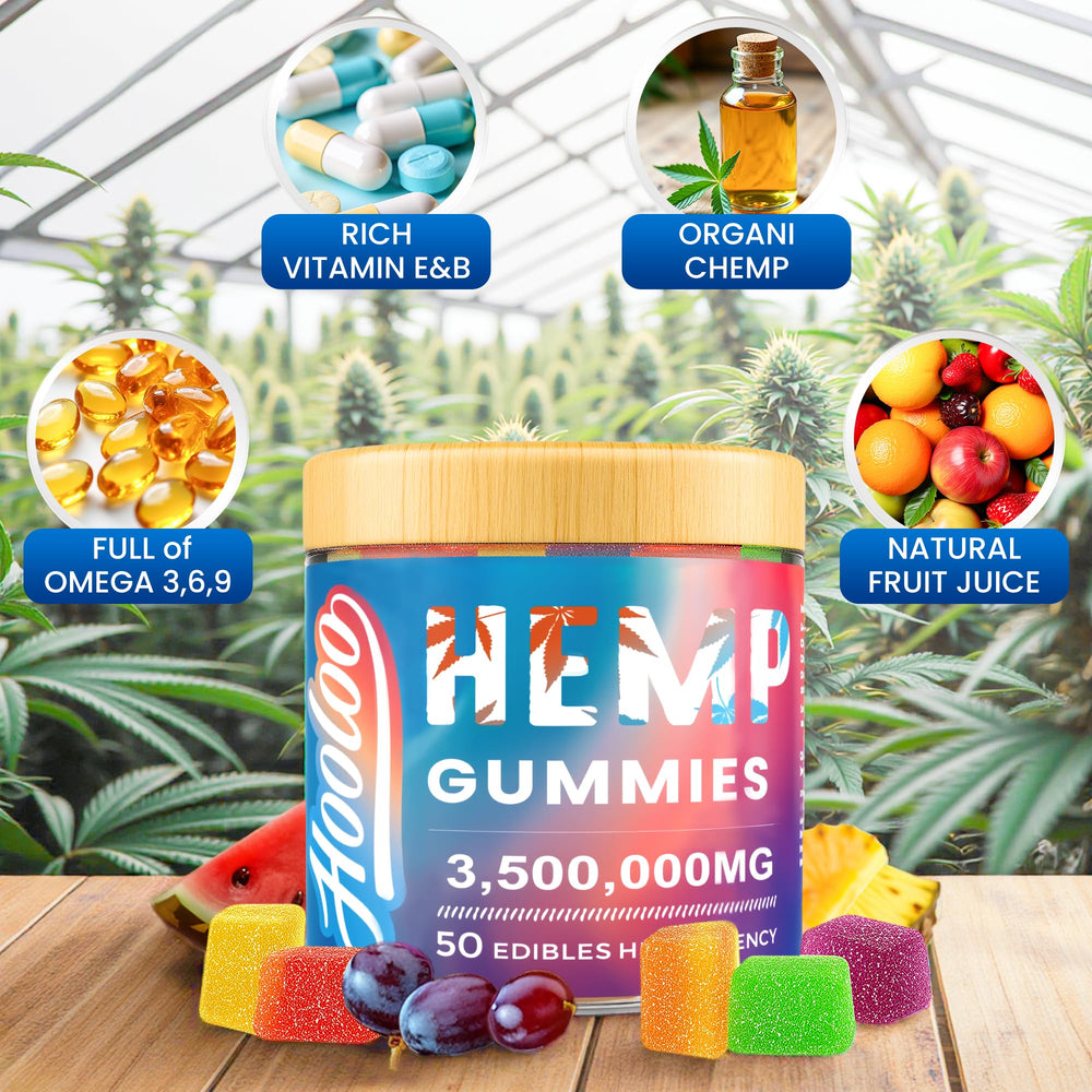 Hoolo gummy bottle label emphasizes USA-made quality and third-party lab testing
