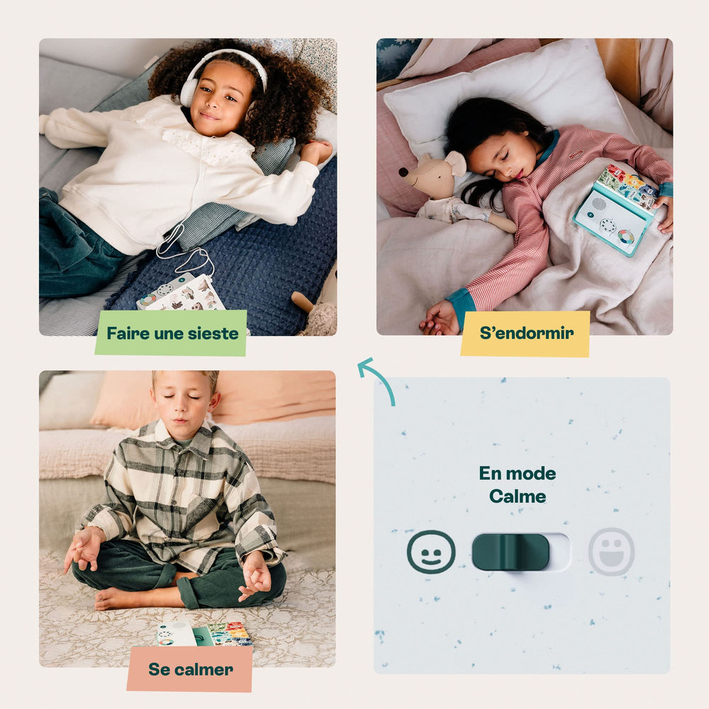 White noise tracks from HoomKid Story Box aiding focus and wind-down