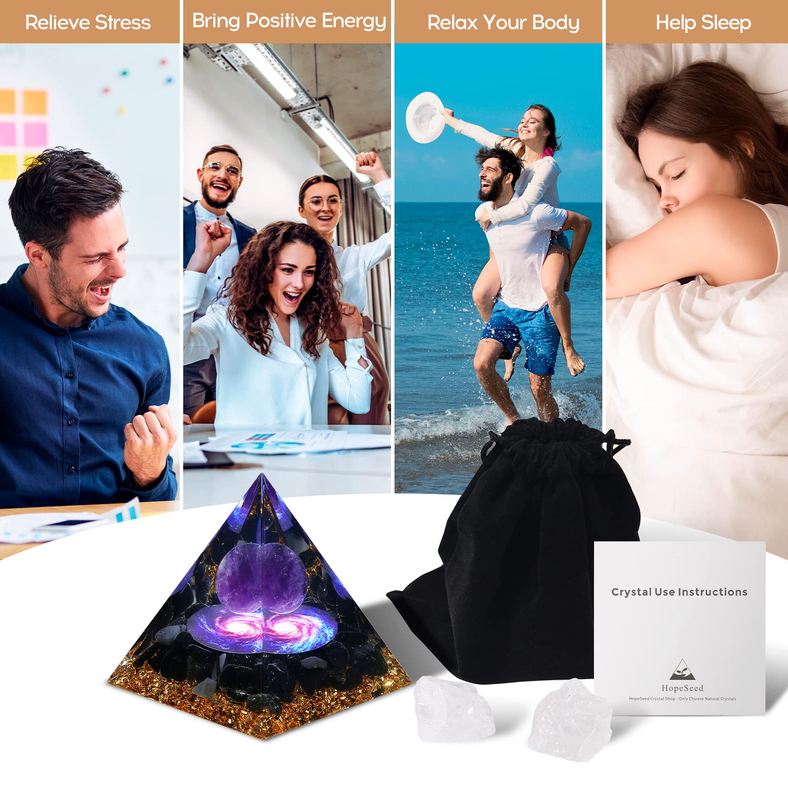 Hopeseed Orgone Pyramid on desk brightens workspace and invites positive energy