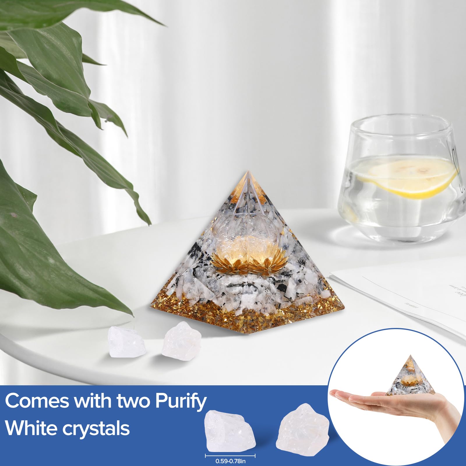 Hopeseed Orgone Pyramid desk meditation setup centerpiece.