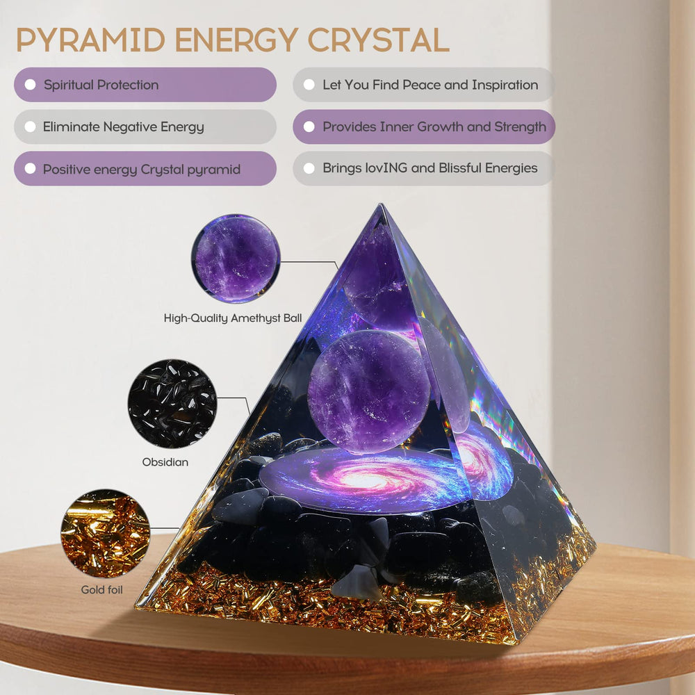 Hopeseed Orgone Pyramid gold leaf detail adds luxe look to a meditation corner