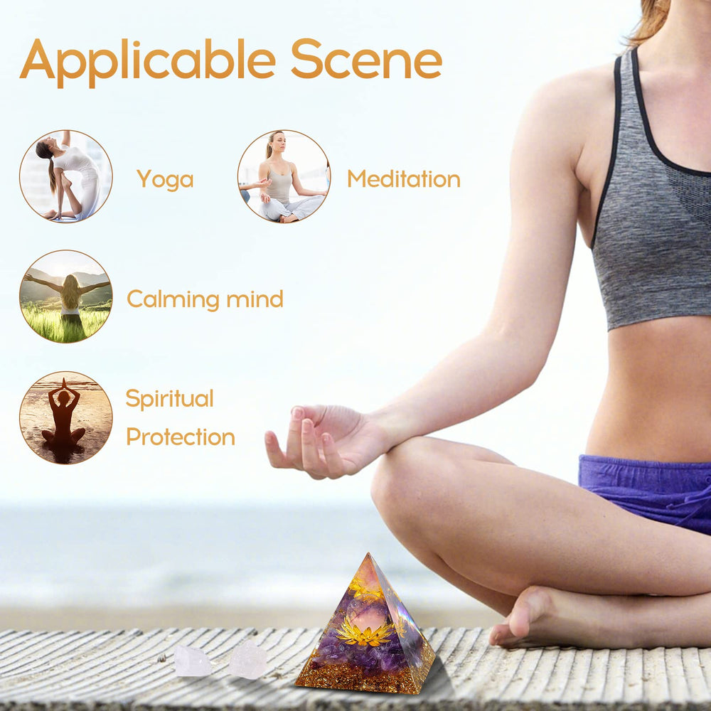 Hopeseed Orgone Pyramid golden leaf detail adds decorative energy vibes