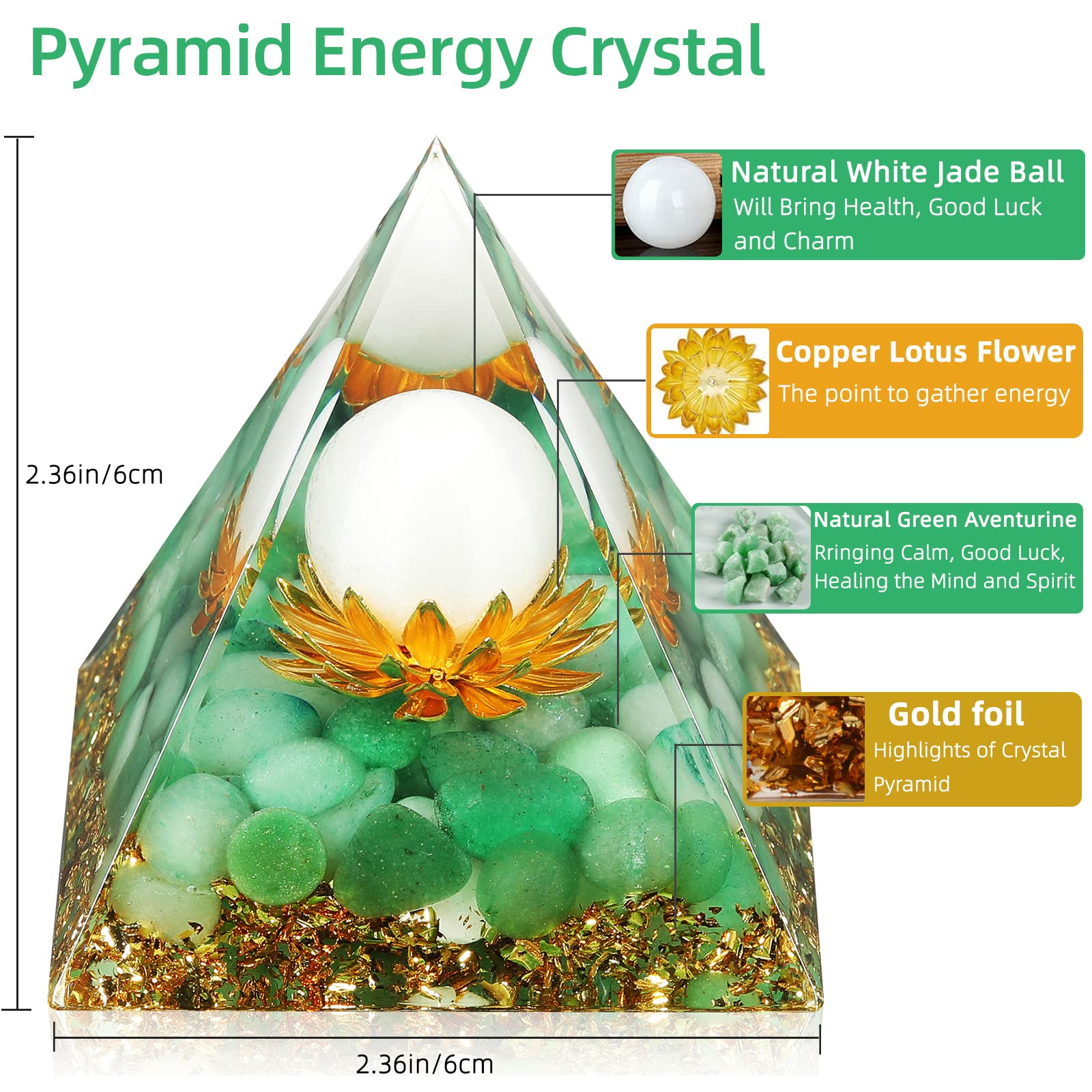 Hopeseed Orgone Pyramid featuring green aventurine crystal for prosperity vibes at home