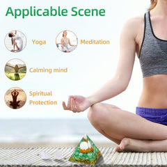 Hopeseed Orgone Pyramid with white jade crystal for calm during meditation