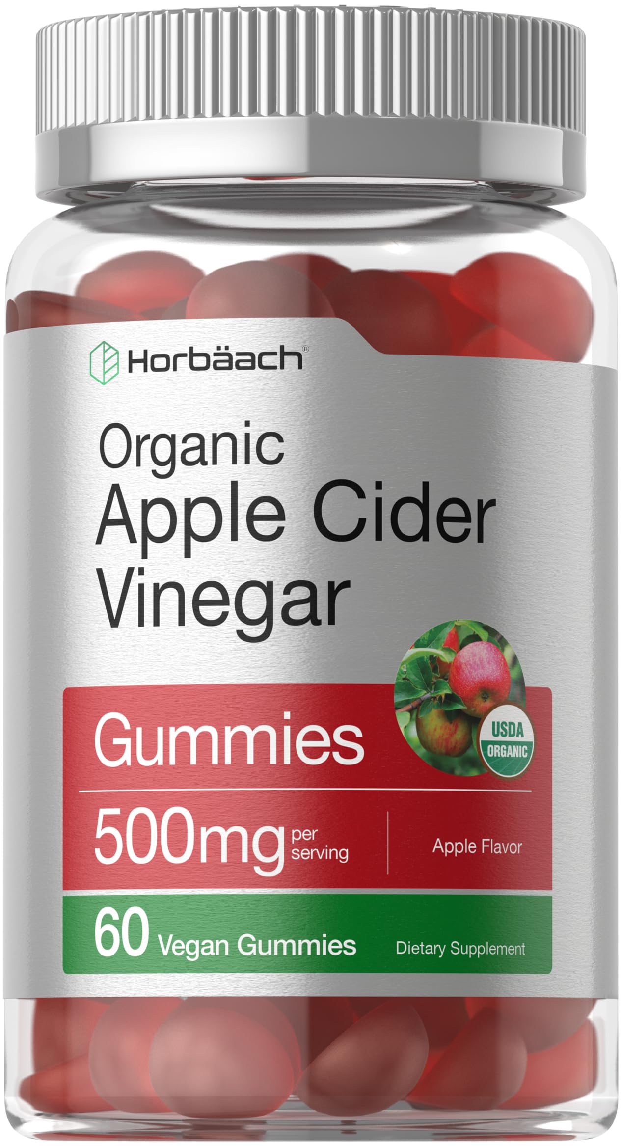Horbäach Apple Cider Vinegar Gummies bottle for a convenient daily vegan supplement.