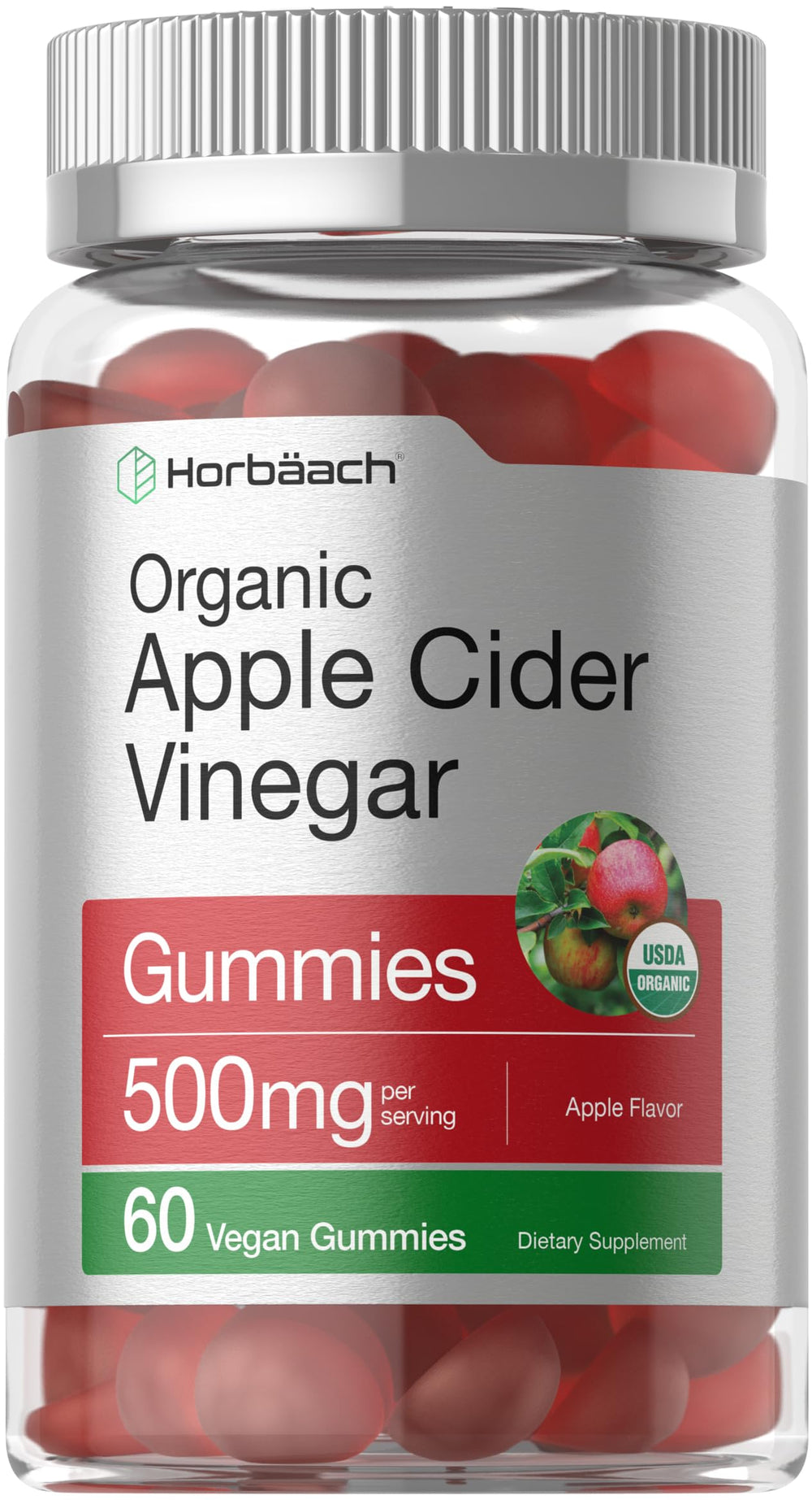 Horbäach Apple Cider Vinegar Gummies bottle for a convenient daily vegan supplement.