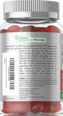 Horbäach gummies label showcasing organic, non-GMO, gluten-free ingredients.