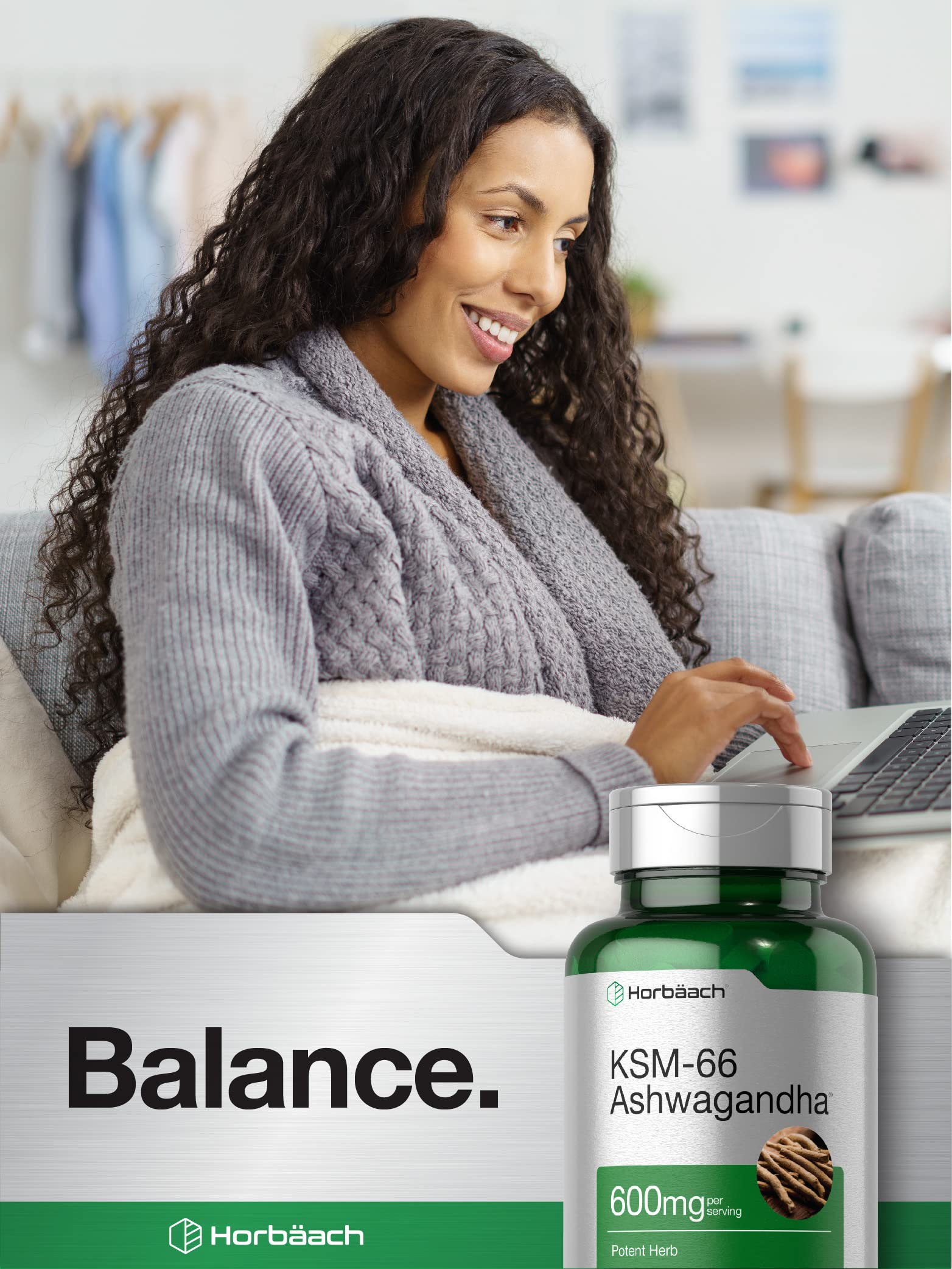 Horbäach Ashwagandha use scene depicting calm focus in daily routines.