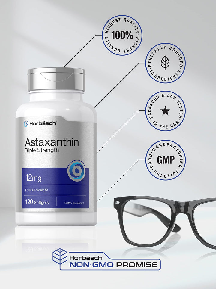 Horbäach Astaxanthin nutrition label close-up for details